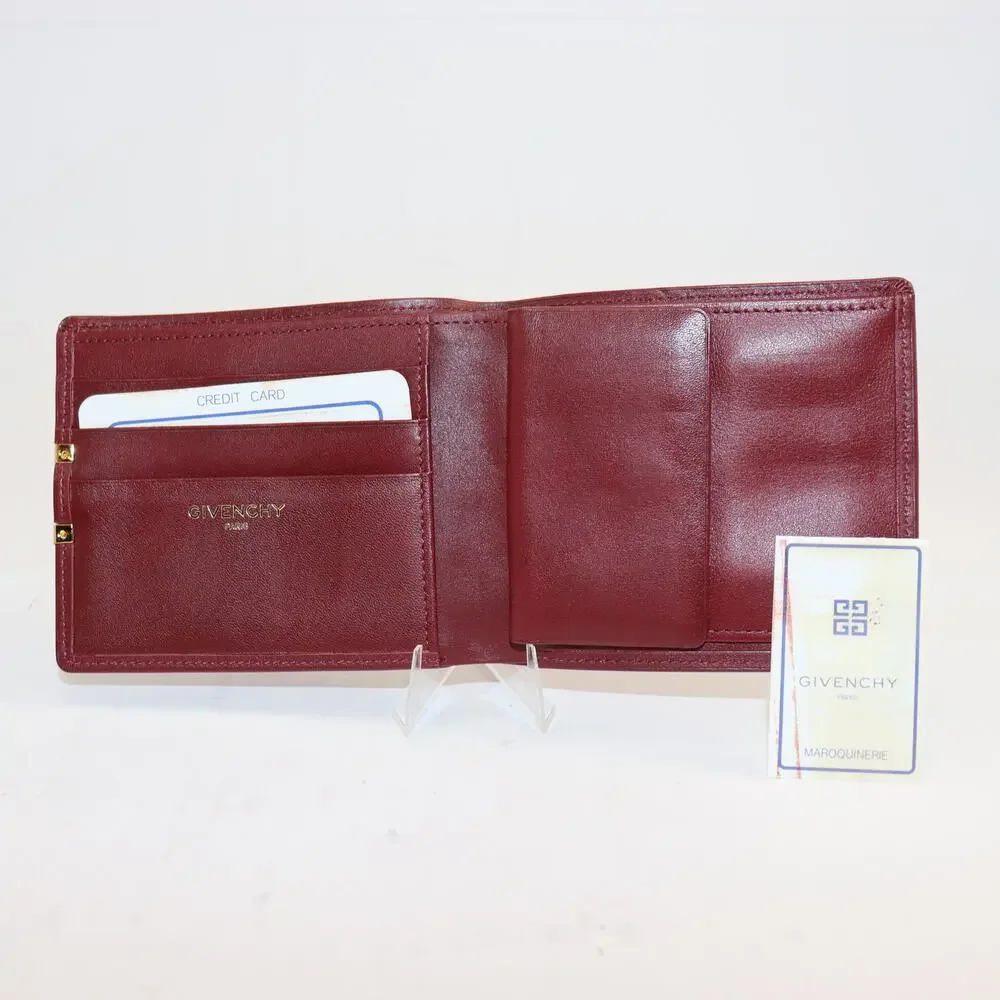 Vintage Givenchy Men’s Burgundy Leather Bifold Wallet with‎ Box - Picture 3 of 5